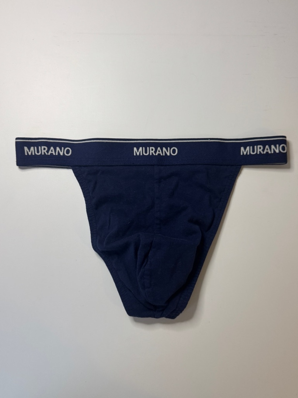 Murano Navy Men's Thong with Logo Waistband